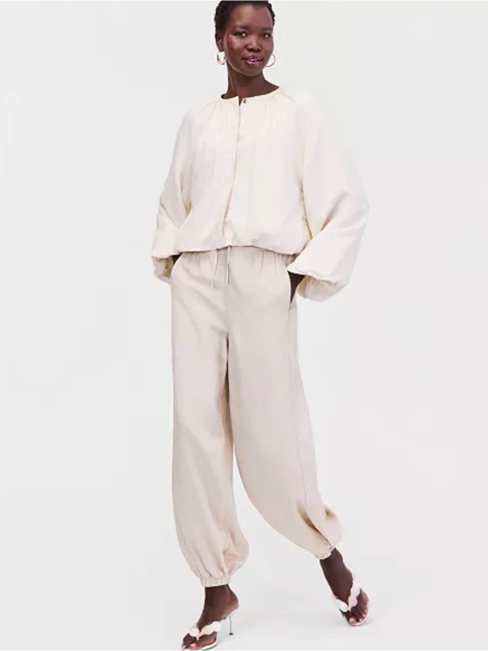 021- INC International Concept Blouson-Sleeve Cropped Cream Jacket Size Small - Picture 2 of 5